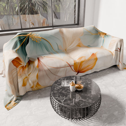 Telo Arredo Copridivano, Copriletto, Copritavolo e Copritutto in Microfibra | Fantasia Marble Flower