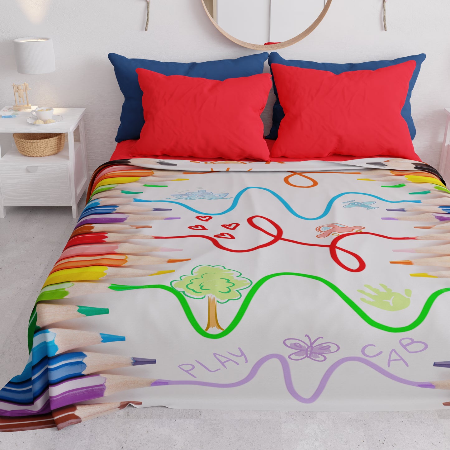 Boutis d'Été, Couverture Légère, Draps Boutis Crayons