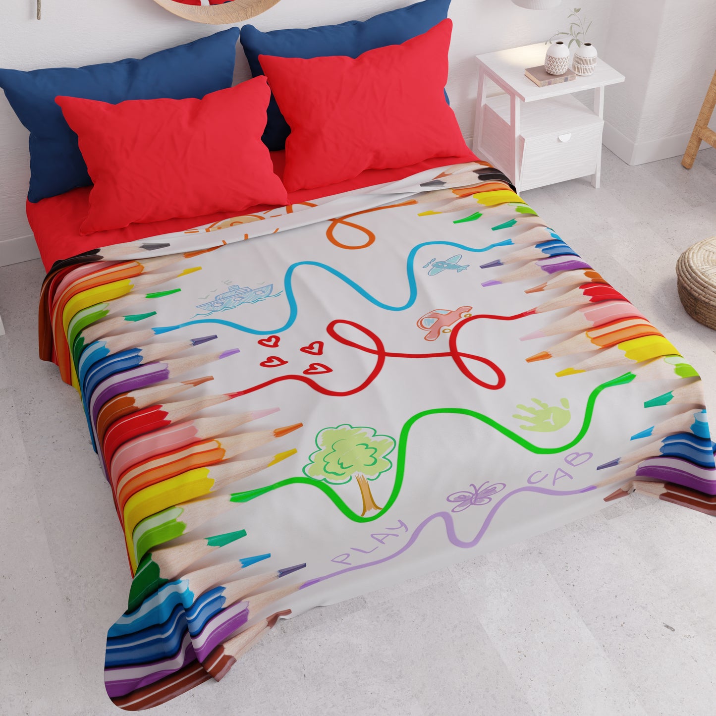 Boutis d'Été, Couverture Légère, Draps Boutis Crayons