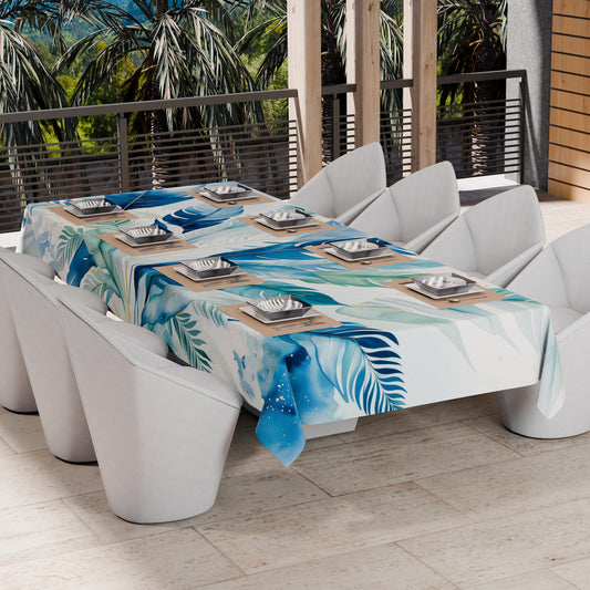 Telo Arredo Copridivano, Copriletto, Copritavolo e Copritutto in Microfibra | Fantasia Palmwater Blu