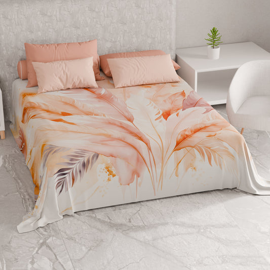 Telo Arredo Copridivano, Copriletto, Copritavolo e Copritutto in Microfibra | Fantasia Palmwater Cipria