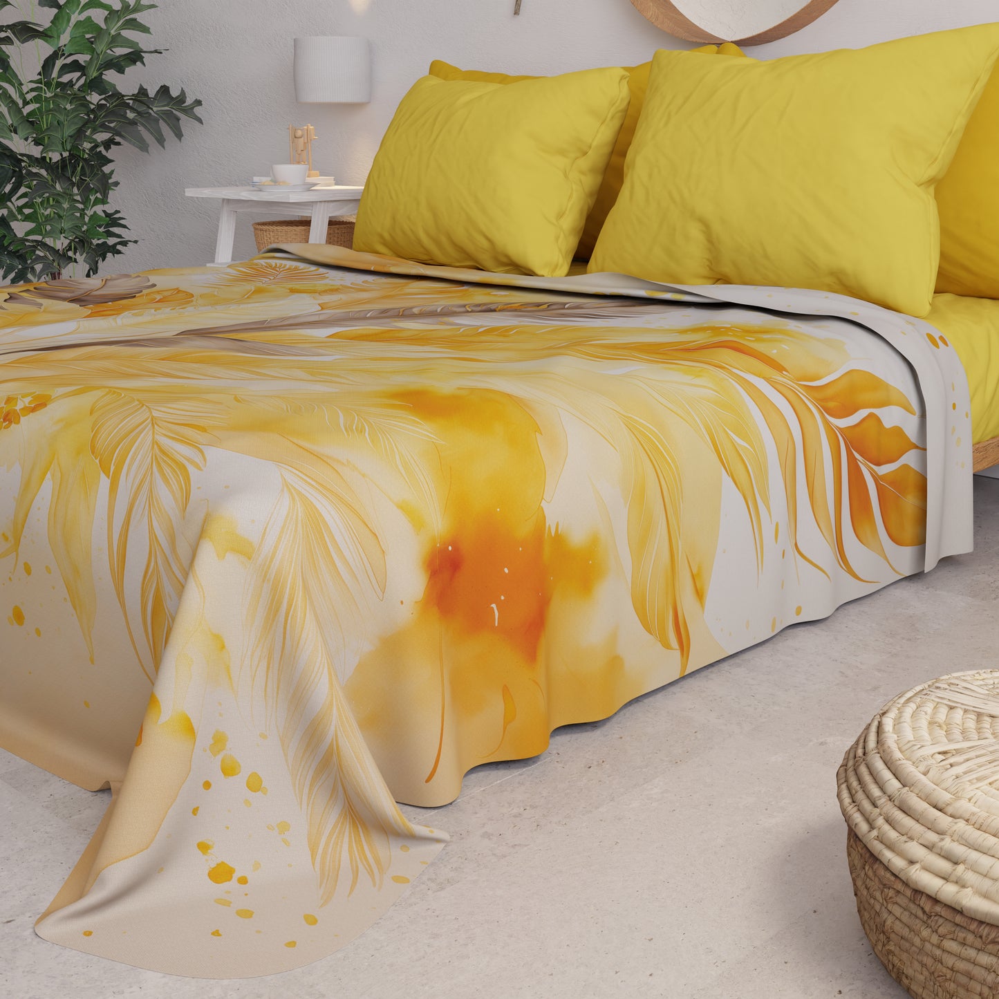 Copriletto Estivo, Coperta Leggera, Lenzuola Copriletto Palmwater Giallo