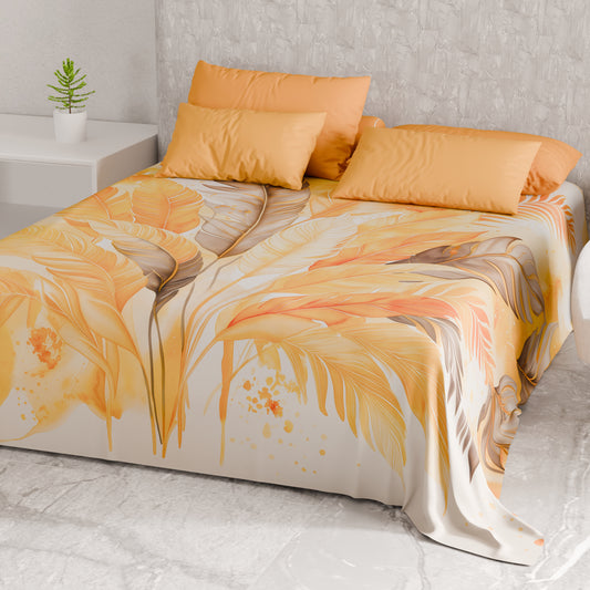 Telo Arredo Copridivano, Copriletto, Copritavolo e Copritutto in Microfibra | Fantasia Palmwater Giallo