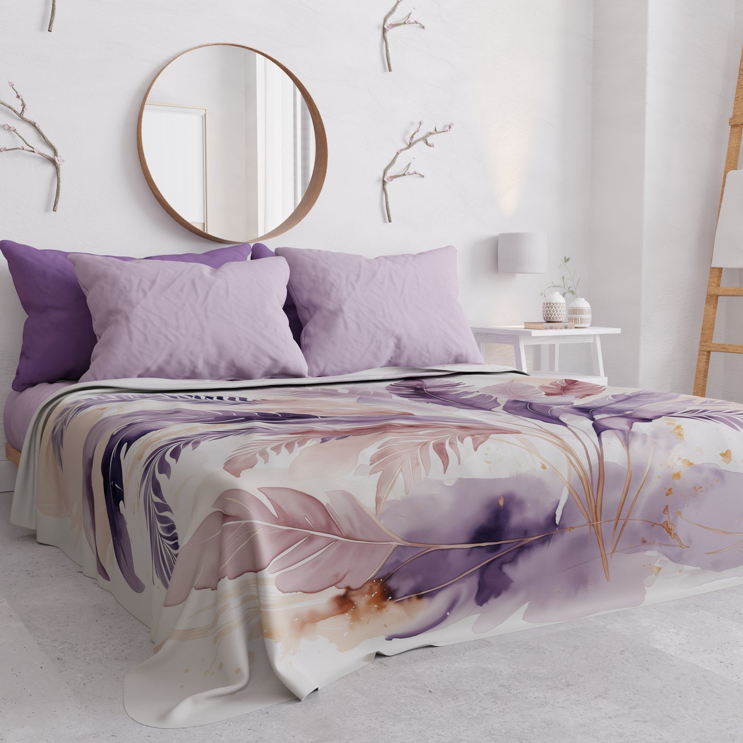 Copriletto Estivo, Coperta Leggera, Lenzuola Copriletto Palmwater Lilla