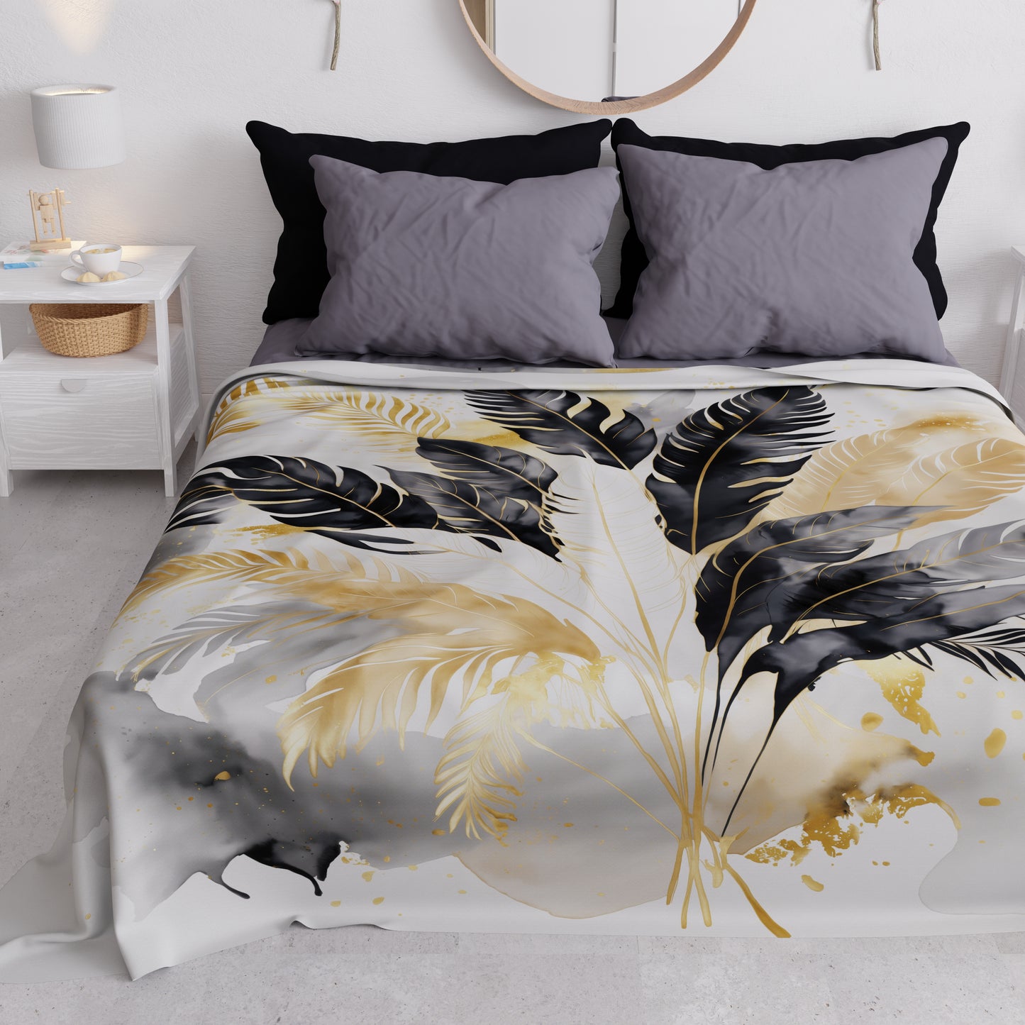 Copriletto Estivo, Coperta Leggera, Lenzuola Copriletto Palmwater Nero