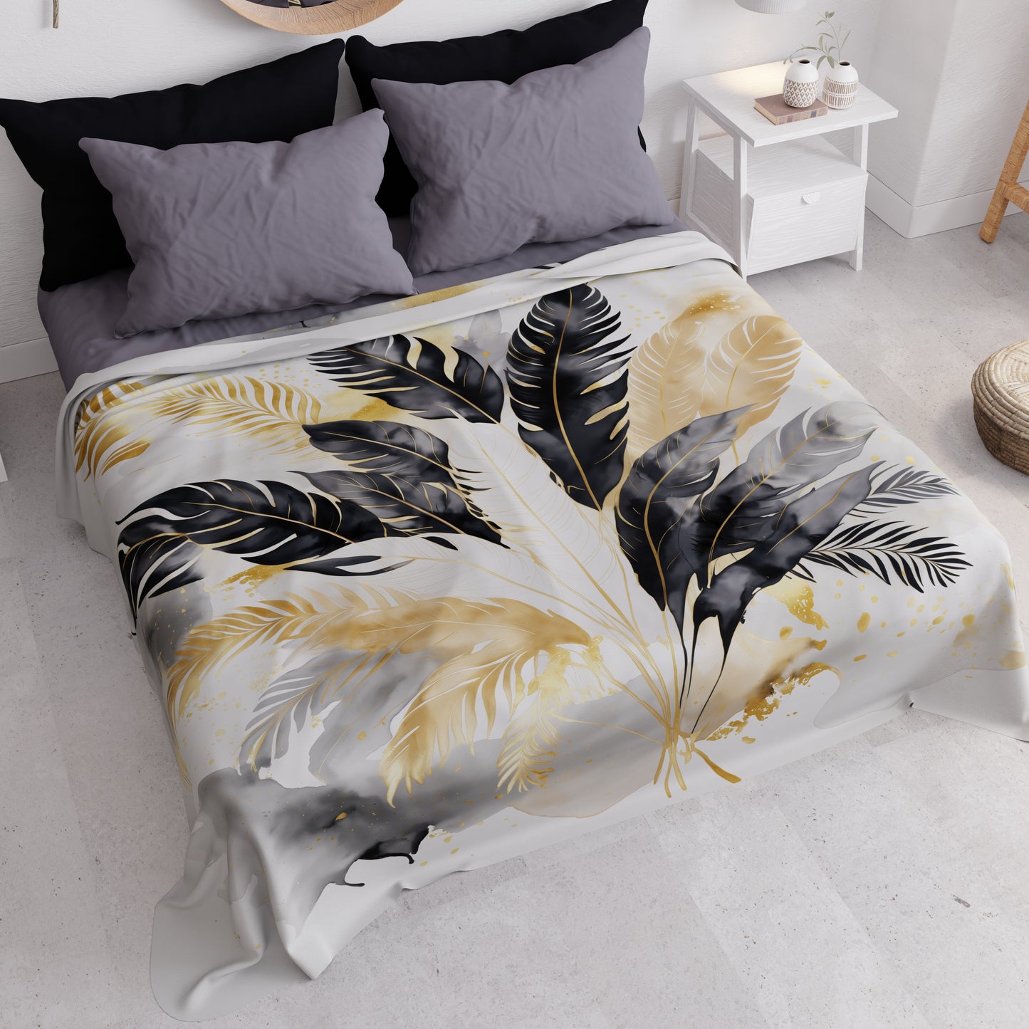 Copriletto Estivo, Coperta Leggera, Lenzuola Copriletto Palmwater Nero