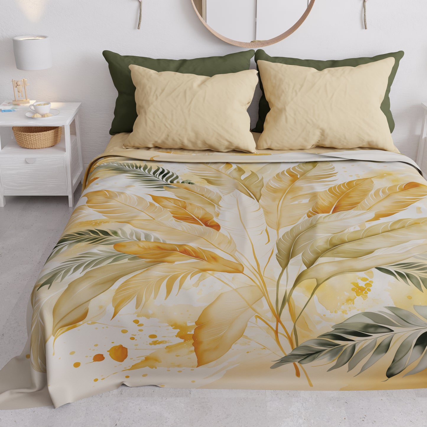 Boutis d'été, Couverture légère, Draps boutis Palmwater Olive