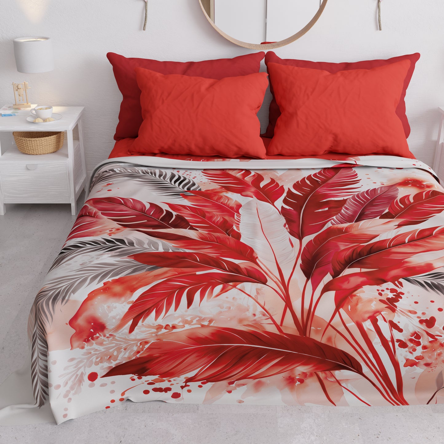 Copriletto Estivo, Coperta Leggera, Lenzuola Copriletto Palmwater Rosso