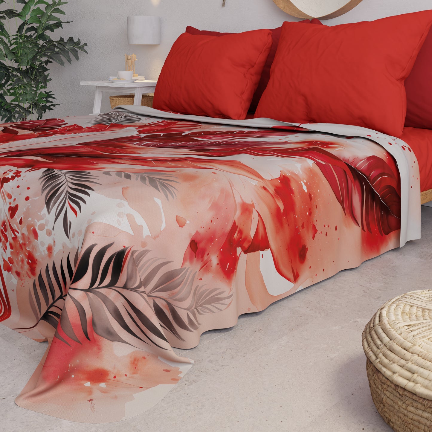 Copriletto Estivo, Coperta Leggera, Lenzuola Copriletto Palmwater Rosso