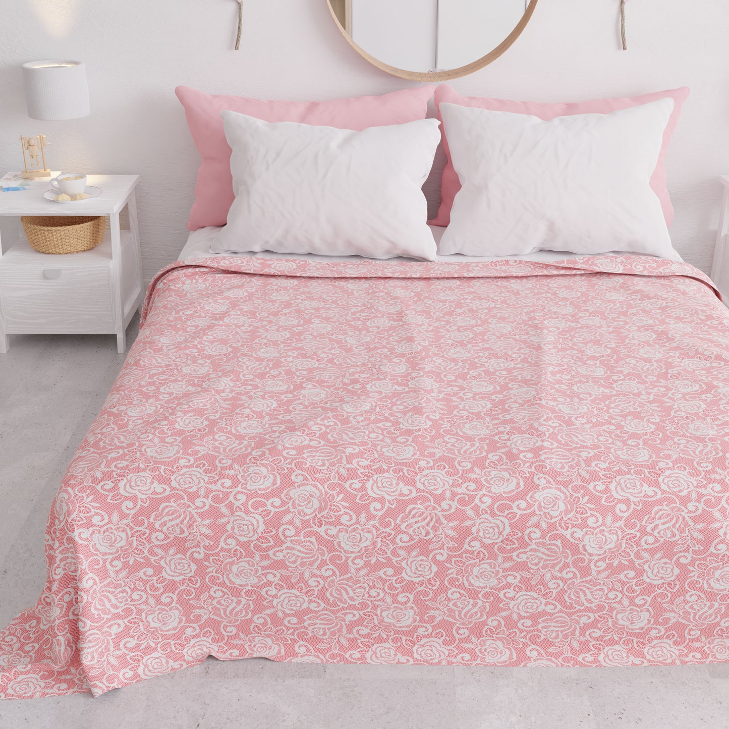 Copriletto Estivo, Coperta Leggera, Lenzuola Copriletto, Pizzo Rosa