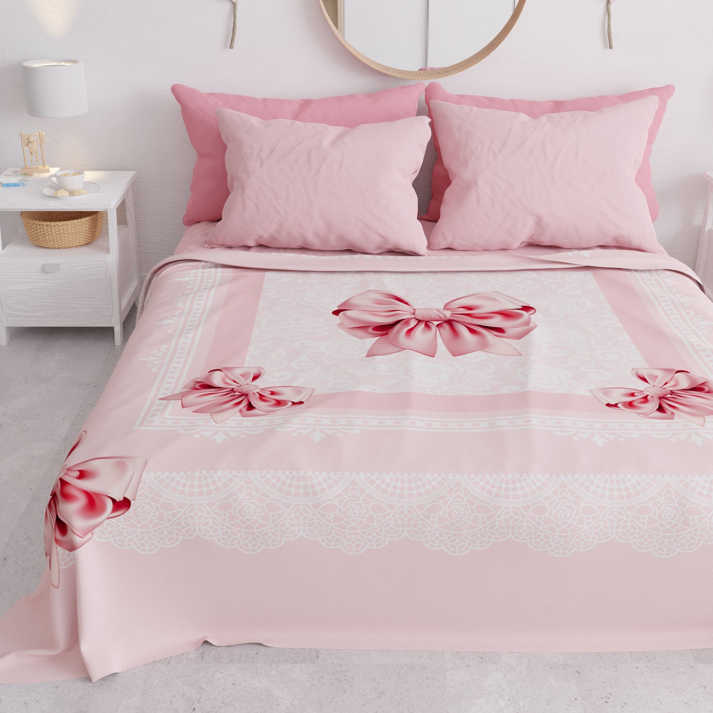 Copriletto Estivo, Coperta Leggera, Lenzuola Copriletto, Fiocco Rosa