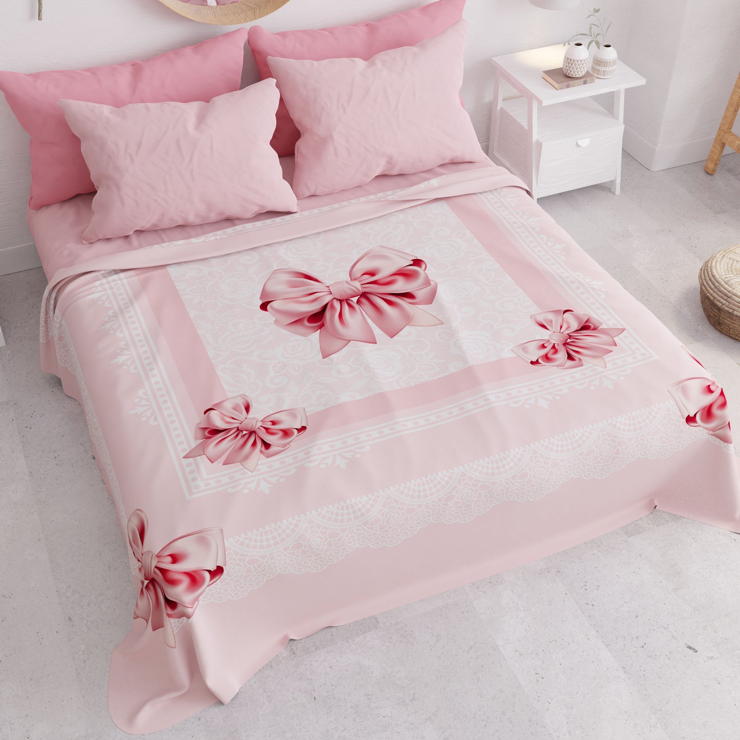 Copriletto Estivo, Coperta Leggera, Lenzuola Copriletto, Fiocco Rosa
