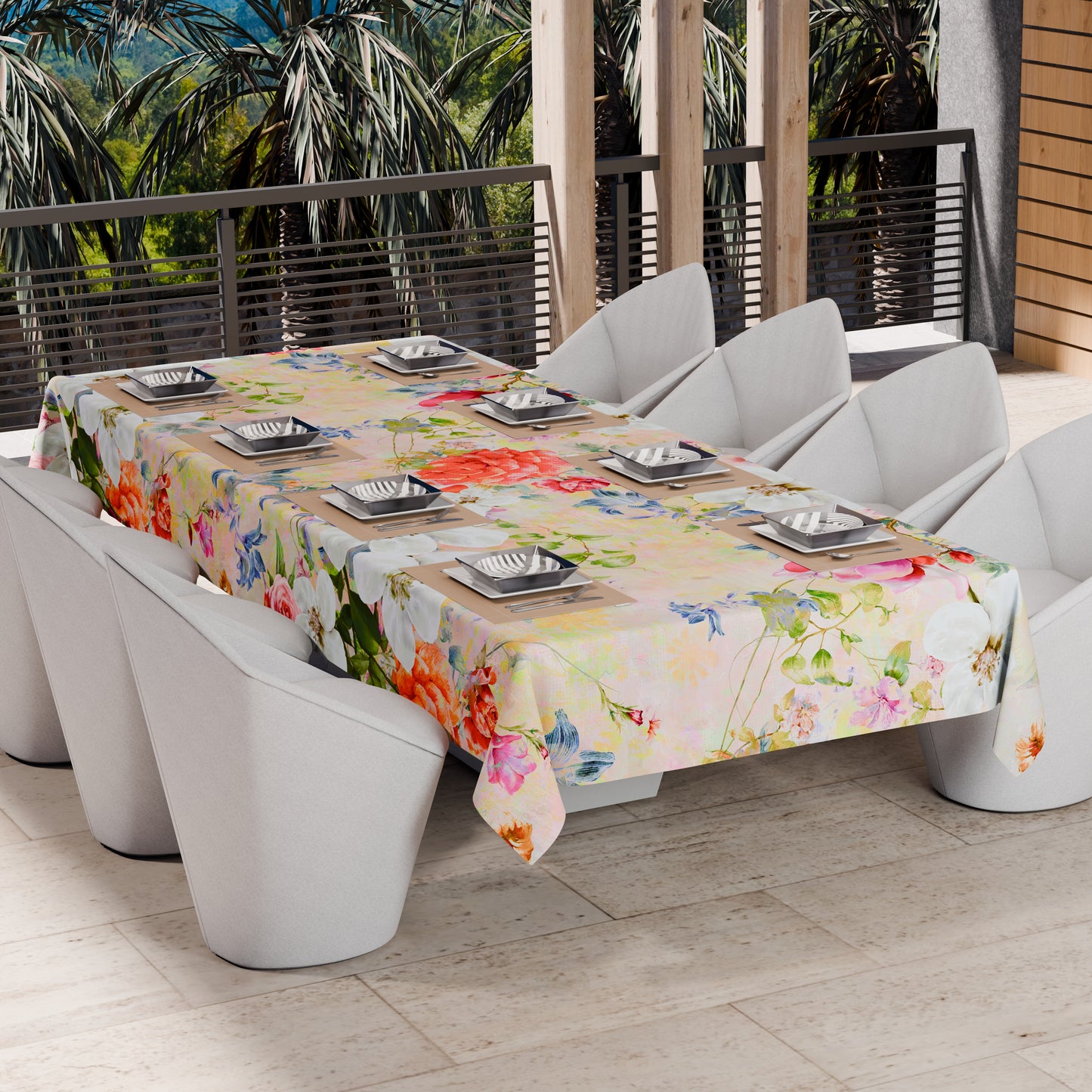 Drap housse pour canapé, couvre-lit, nappe et tout usage en microfibre | Motif Printemps Coloré