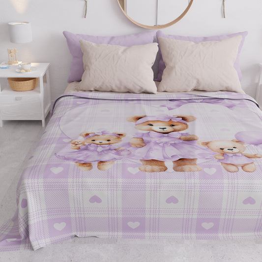 Copriletto Estivo, Coperta Leggera, Lenzuola Copriletto Teddy Love Lilla