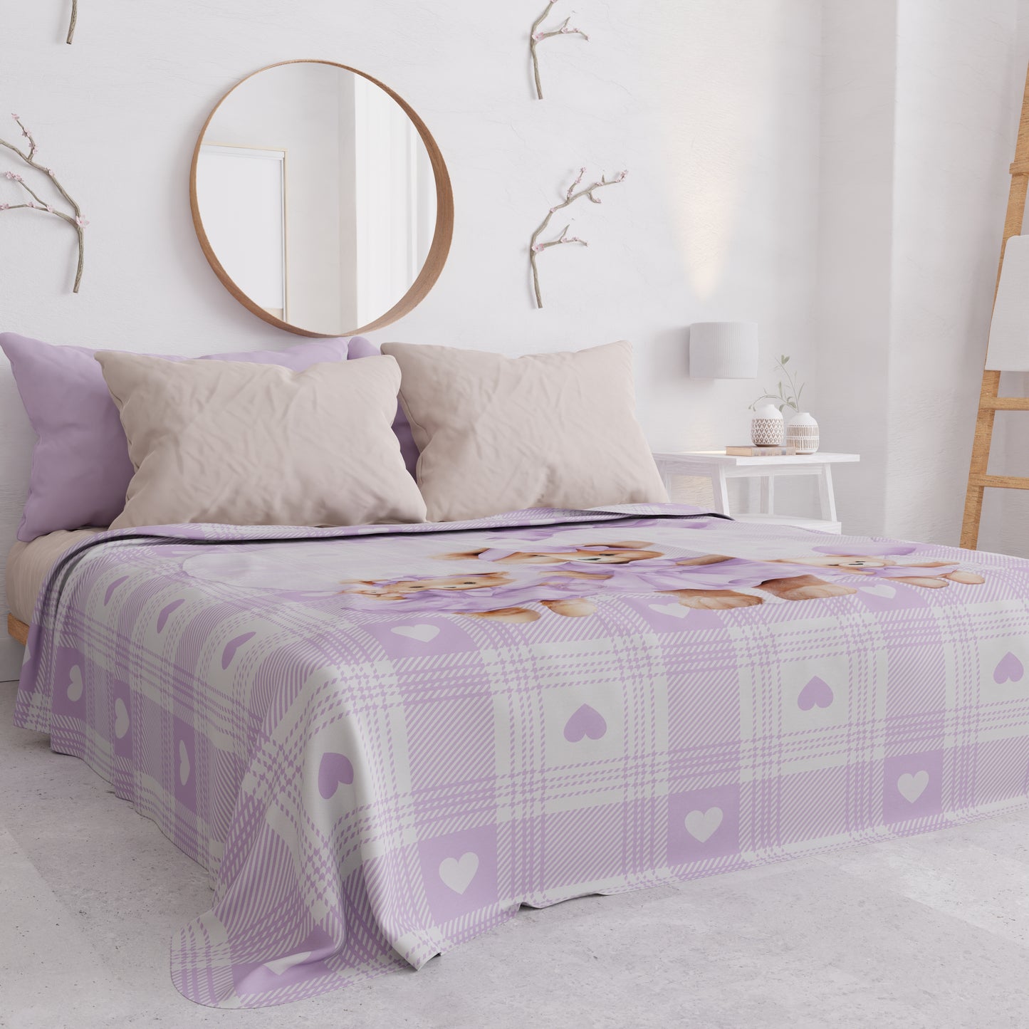 Copriletto Estivo, Coperta Leggera, Lenzuola Copriletto Teddy Love Lilla