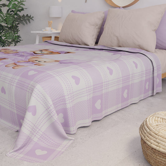 Copriletto Estivo, Coperta Leggera, Lenzuola Copriletto Teddy Love Lilla