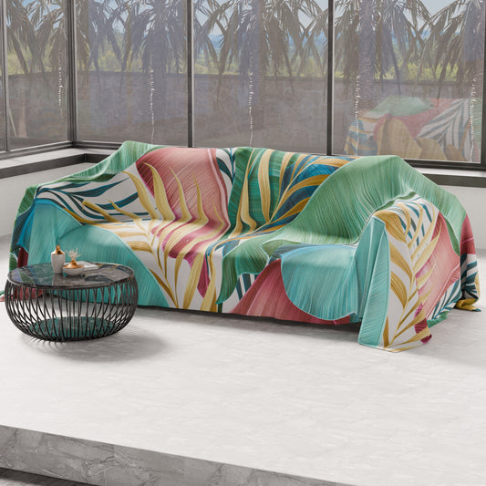 Telo Arredo Copridivano, Copriletto, Copritavolo e Copritutto in Microfibra | Fantasia Tropical Multicolor