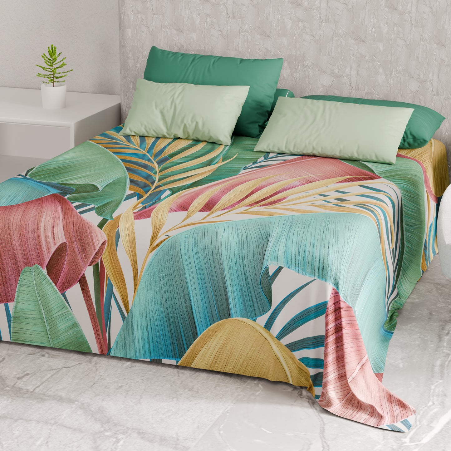 Telo Arredo Copridivano, Copriletto, Copritavolo e Copritutto in Microfibra | Fantasia Tropical Multicolor