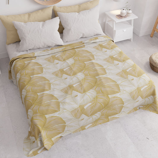 Copriletto Estivo, Coperta Leggera, Lenzuola Copriletto, Tropical Tortora e Oro