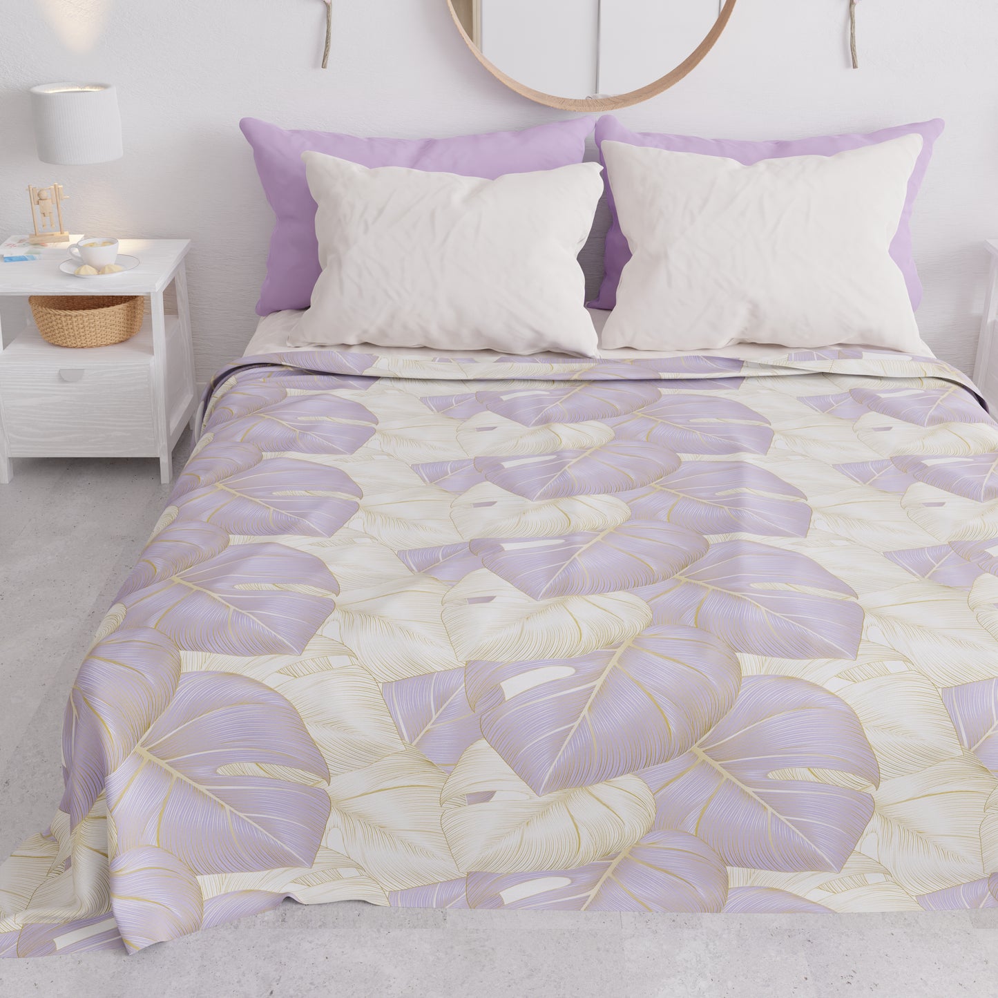 Copriletto Estivo, Coperta Leggera, Lenzuola Copriletto, Tropical Lilla e Oro