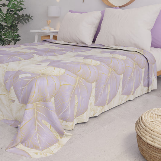 Copriletto Estivo, Coperta Leggera, Lenzuola Copriletto, Tropical Lilla e Oro