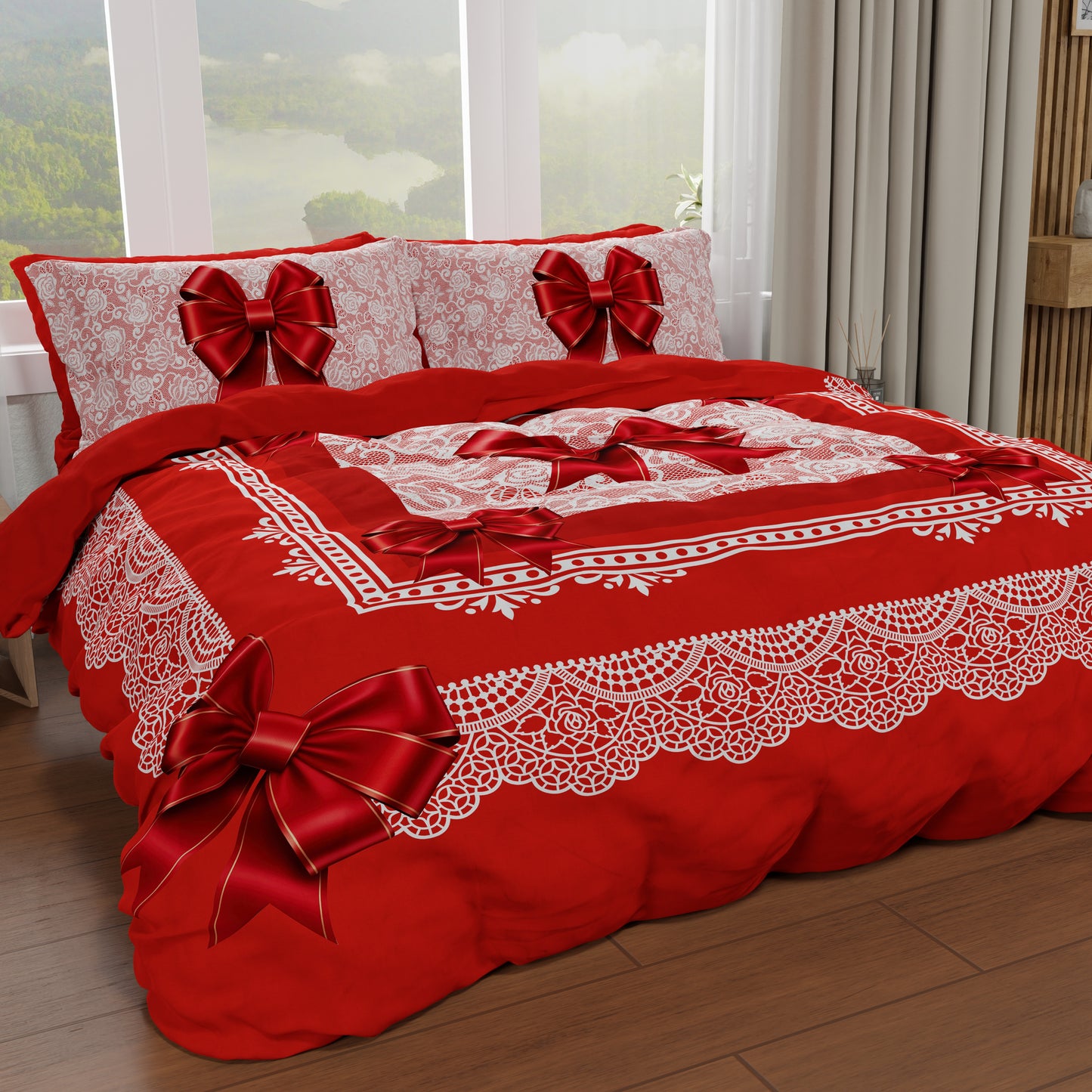 Copripiumino Matrimoniale Singolo Fiocco Rosso Stampa Digitale Made in Italy | PETTI