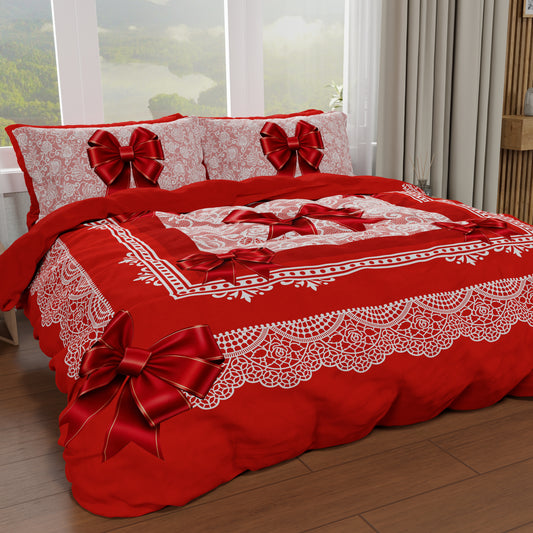 Copripiumino Matrimoniale Singolo Fiocco Rosso Stampa Digitale Made in Italy | PETTI