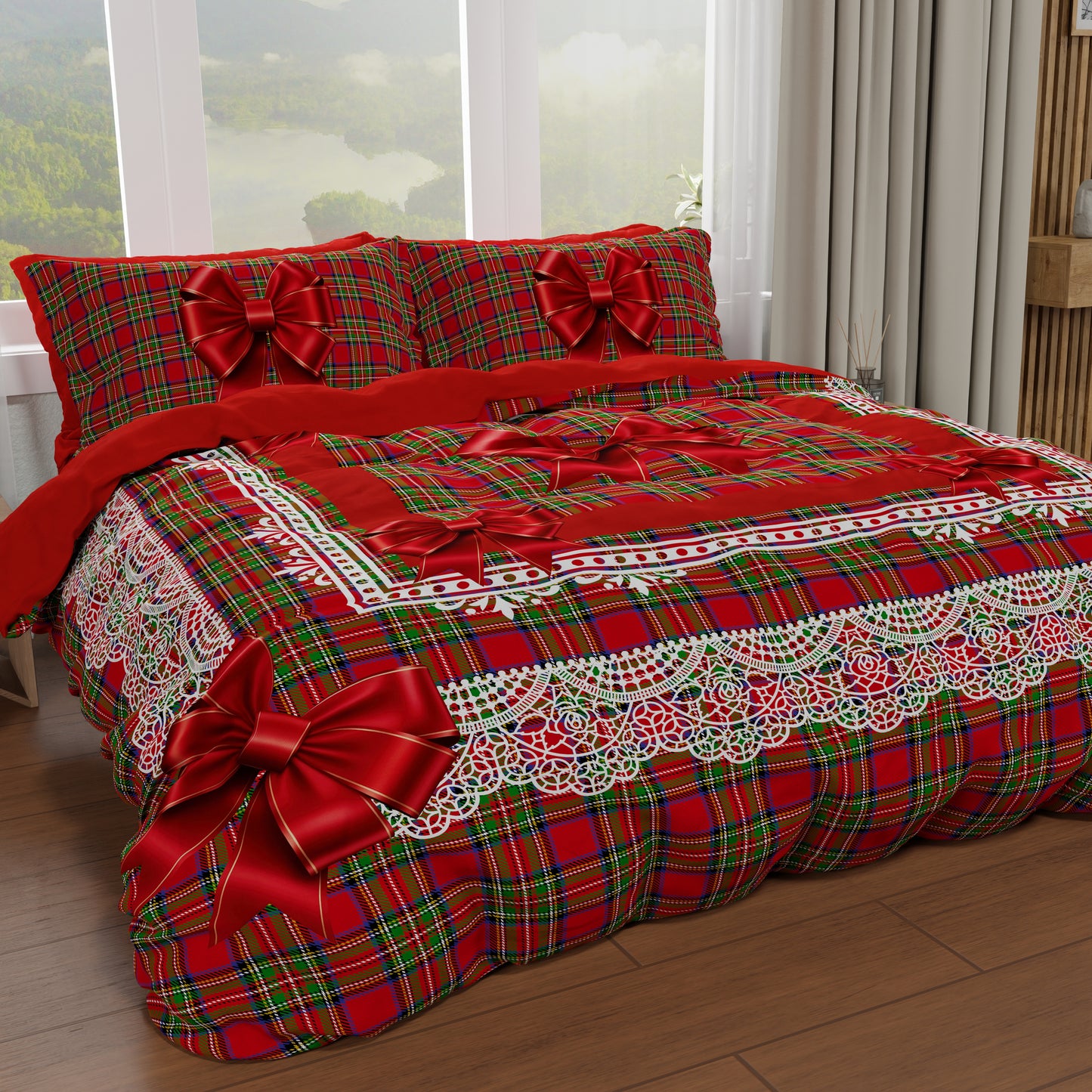 Copripiumino Matrimoniale, Singolo, Una Piazza e Mezza, Fiocco Tartan, Fantasia Scozzese