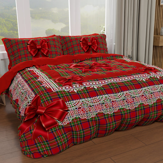 Copripiumino Matrimoniale, Singolo, Una Piazza e Mezza, Fiocco Tartan, Fantasia Scozzese