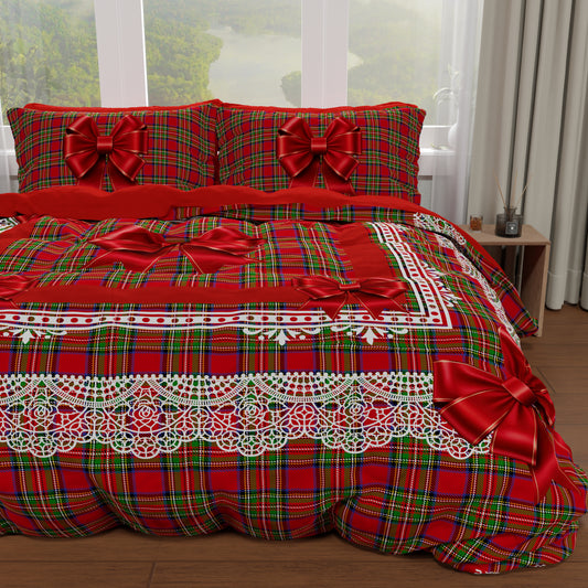 Copripiumino Matrimoniale, Singolo, Una Piazza e Mezza, Fiocco Tartan, Fantasia Scozzese