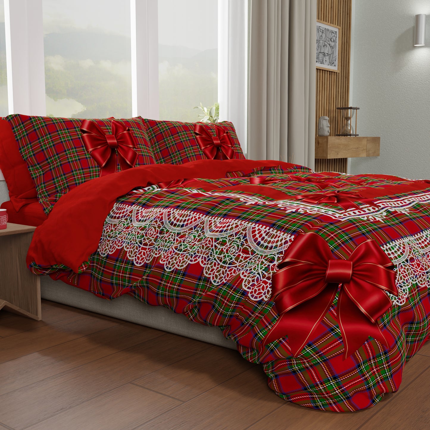 Copripiumino Matrimoniale, Singolo, Una Piazza e Mezza, Fiocco Tartan, Fantasia Scozzese