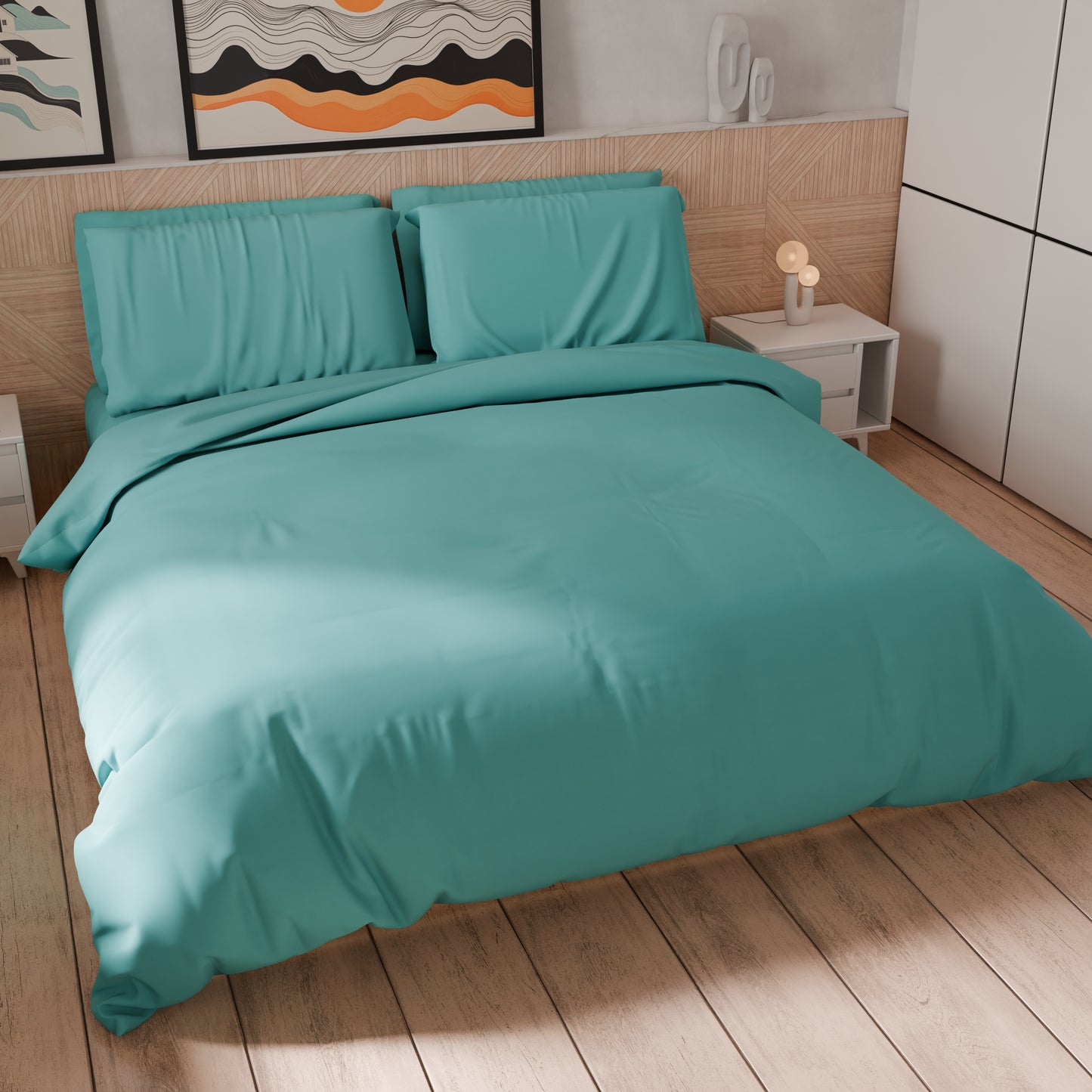 Housse de couette double, sac de housse de couette et taies d'oreiller, uni Tiffany