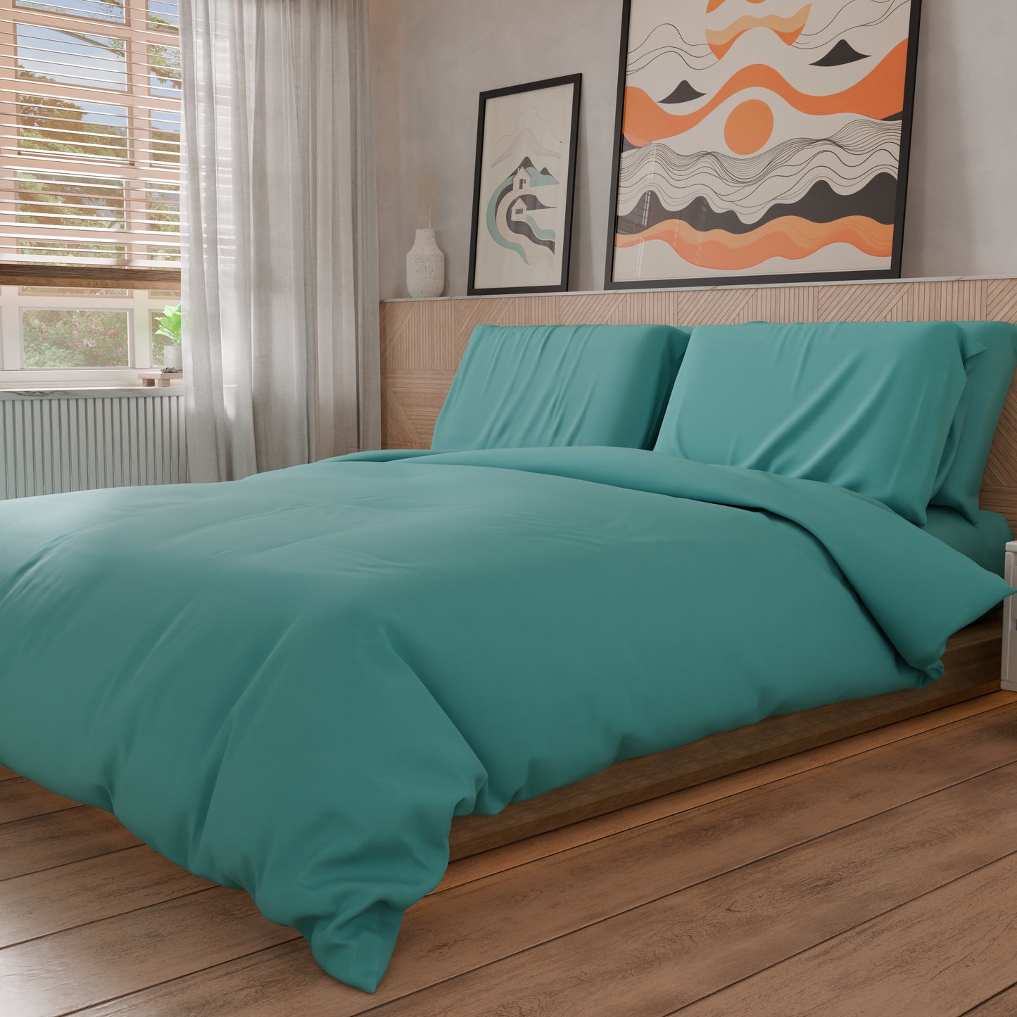 Housse de couette double, sac de housse de couette et taies d'oreiller, uni Tiffany