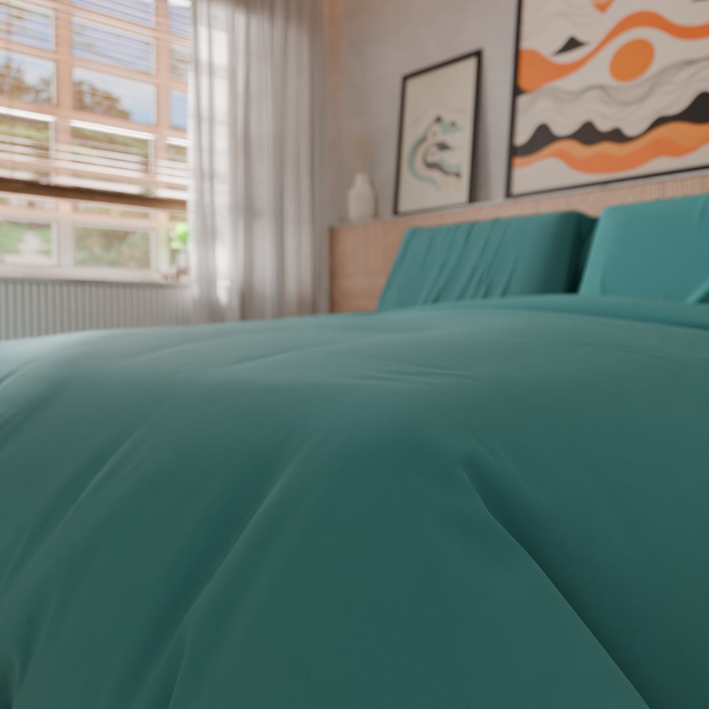 Housse de couette double, sac de housse de couette et taies d'oreiller, uni Tiffany
