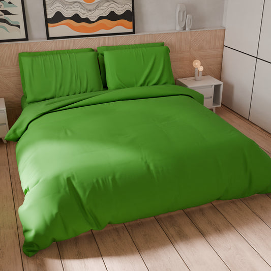 Housse de couette double, sac de housse de couette et taies d'oreiller, uni Vert pomme