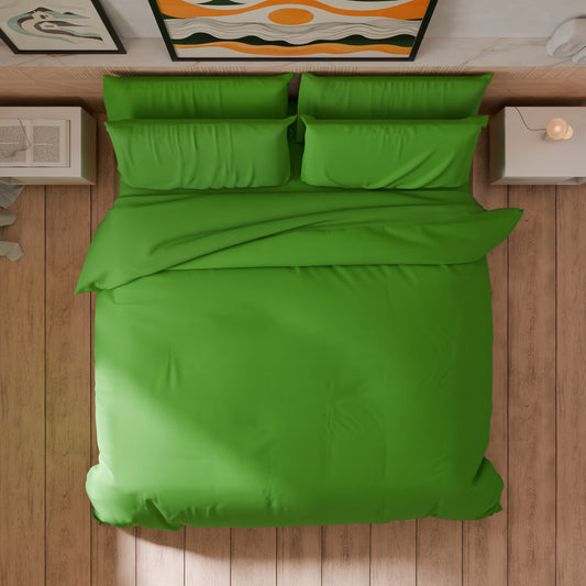 Housse de couette double, sac de housse de couette et taies d'oreiller, uni Vert pomme