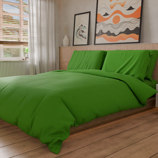 Housse de couette double, sac de housse de couette et taies d'oreiller, uni Vert pomme