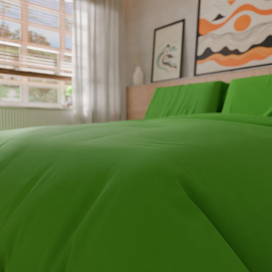 Housse de couette double, sac de housse de couette et taies d'oreiller, uni Vert pomme
