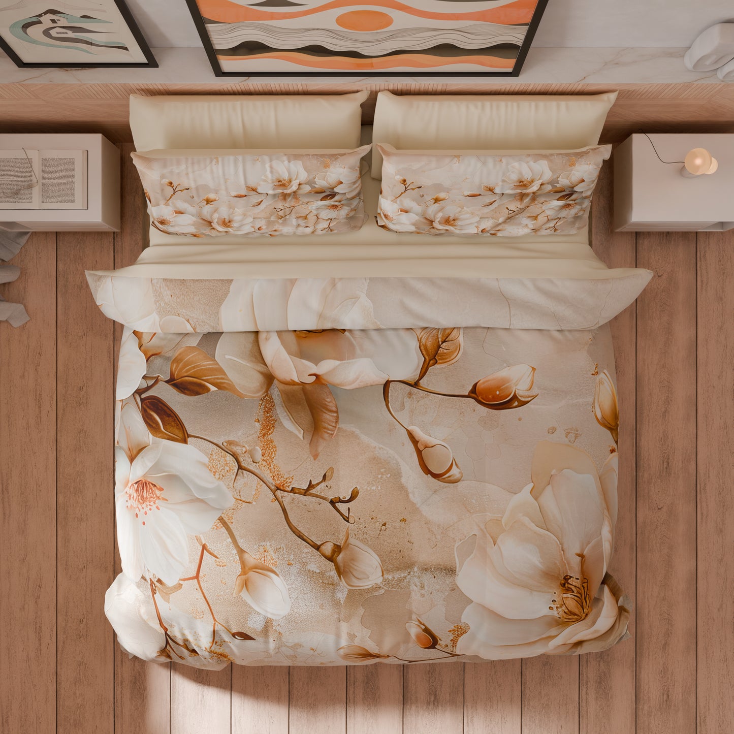 Housse de couette double, simple, une place et demie, florale F12