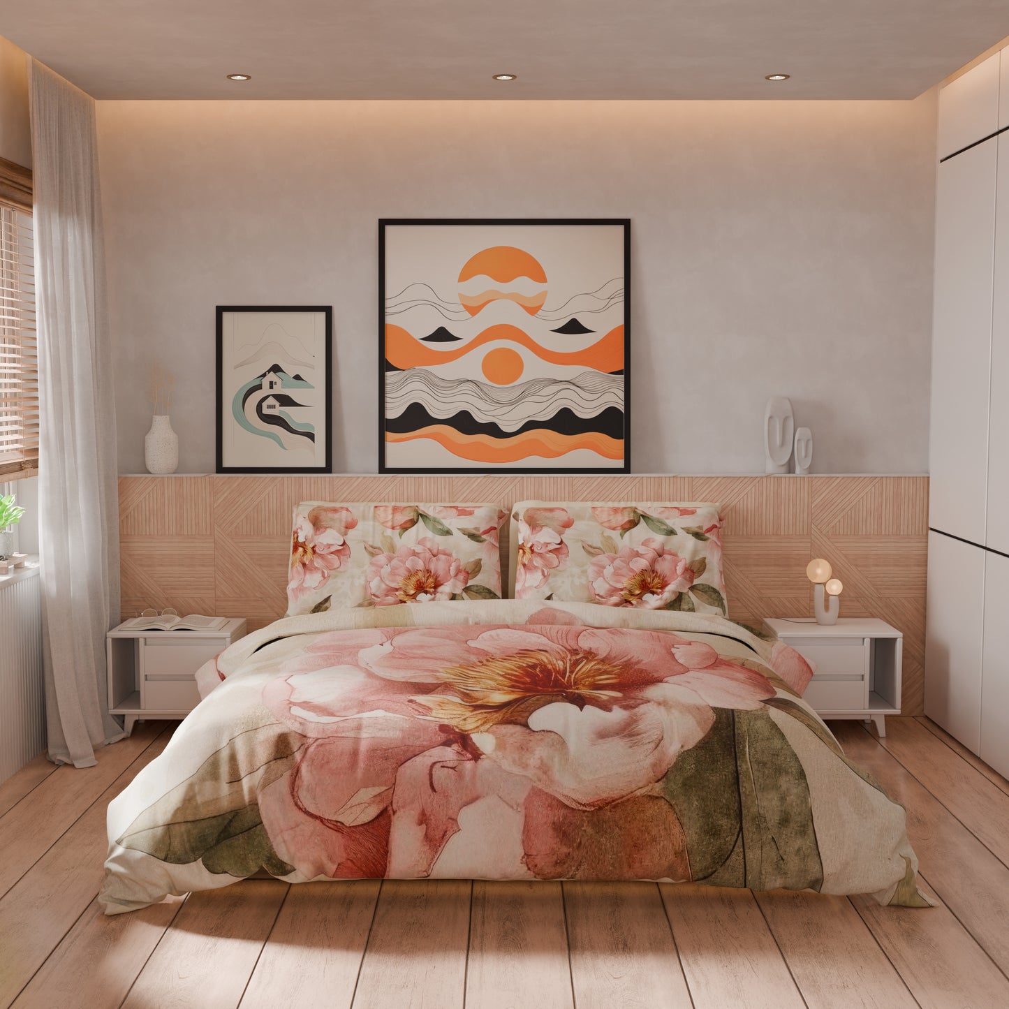 Housse de couette double, simple, une place et demie, florale F20