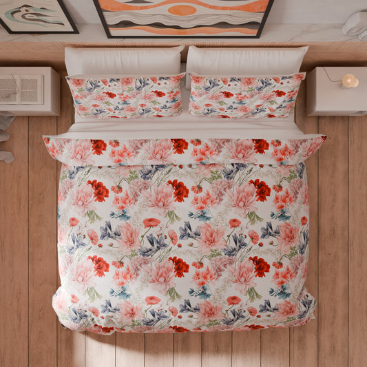 Housse de Couette Double, Simple, 1 Place et Demi, Florale 19-00