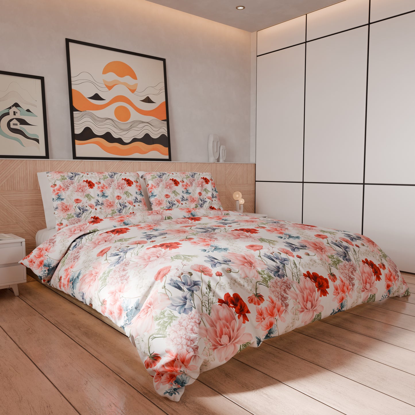 Housse de Couette Double, Simple, 1 Place et Demi, Florale 19-00