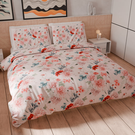 Housse de Couette Double, Simple, 1 Place et Demi, Florale 19-03