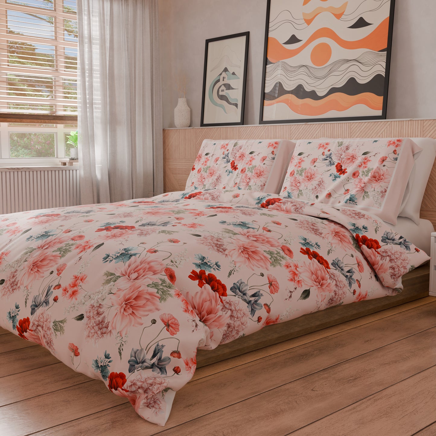 Housse de Couette Double, Simple, 1 Place et Demi, Florale 19-03
