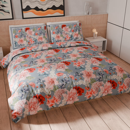 Housse de Couette Double, Simple, 1 Place et Demi, Florale 19-04
