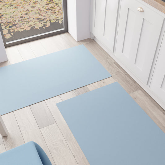 Tapis de cuisine, couloir de cuisine, uni bleu clair