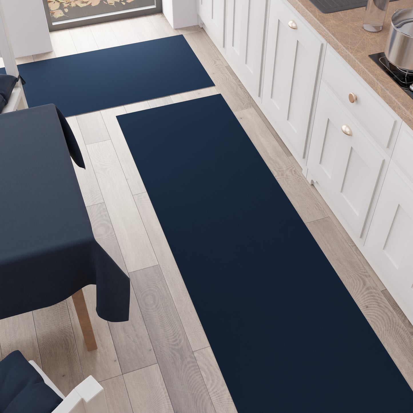 Tapis de cuisine, couloir de cuisine, uni bleu marine