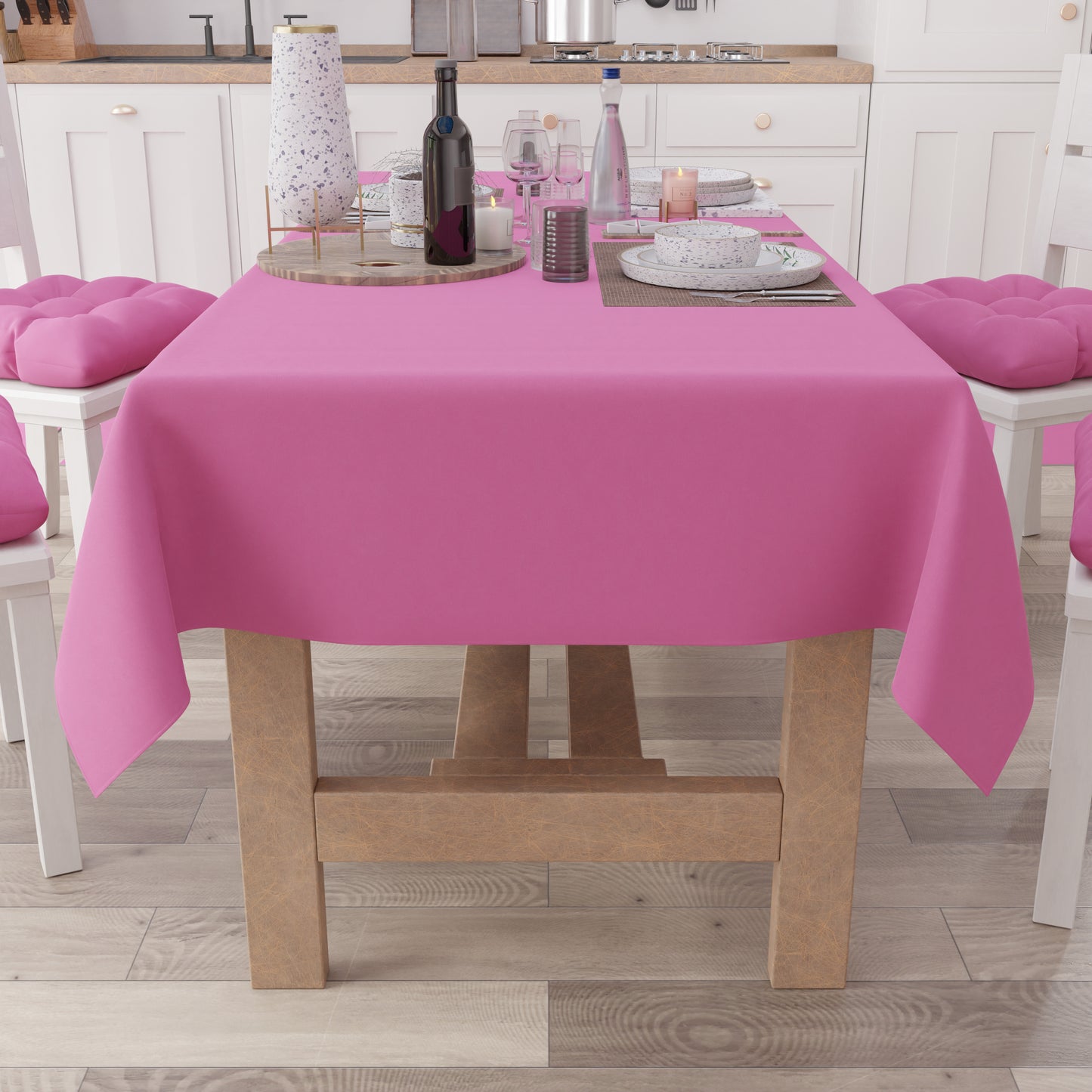 Nappe de Table en Coton, Nappe Unie Fuchsia