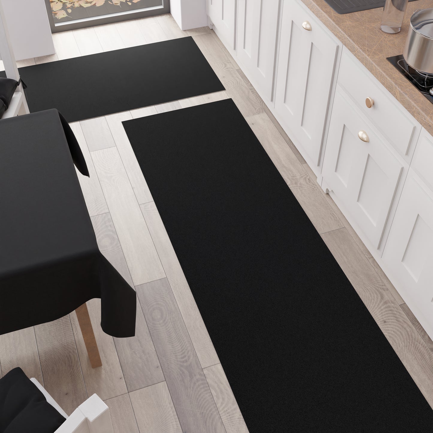 Kitchen Rug, Kitchen Runner, Plain Black