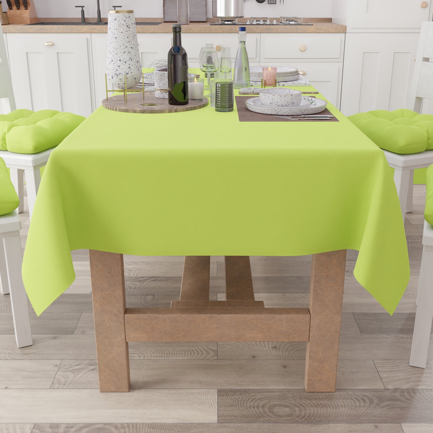 Tovaglia da Tavola in Cotone, Tovaglia Tinta Unita Verde Chiaro